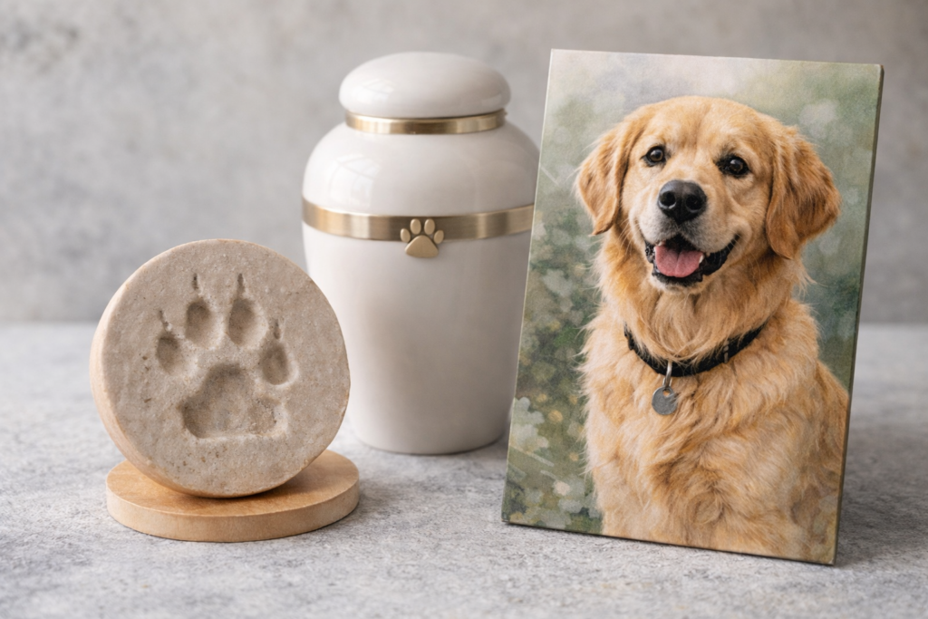 Alternatieven voor hond laten opzetten zoals urn, pootafdruk en herdenkingsportret