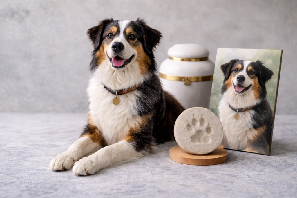 Alternatieven voor het opzetten van een hond zoals urn, pootafdruk en herdenkingsportret