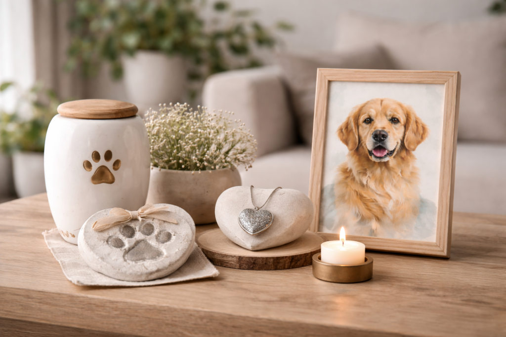 Alternatieven voor hond laten opzetten zoals urn, pootafdruk en herdenkingsportret