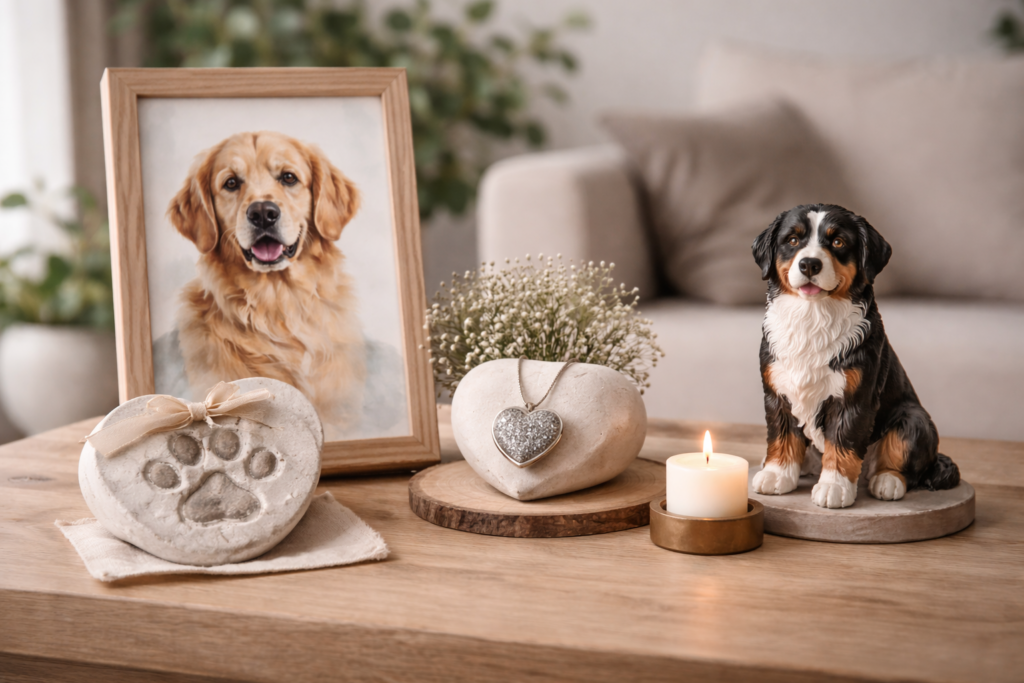 Alternatieven voor prepareren hond zoals portret, pootafdruk en herinneringssieraad